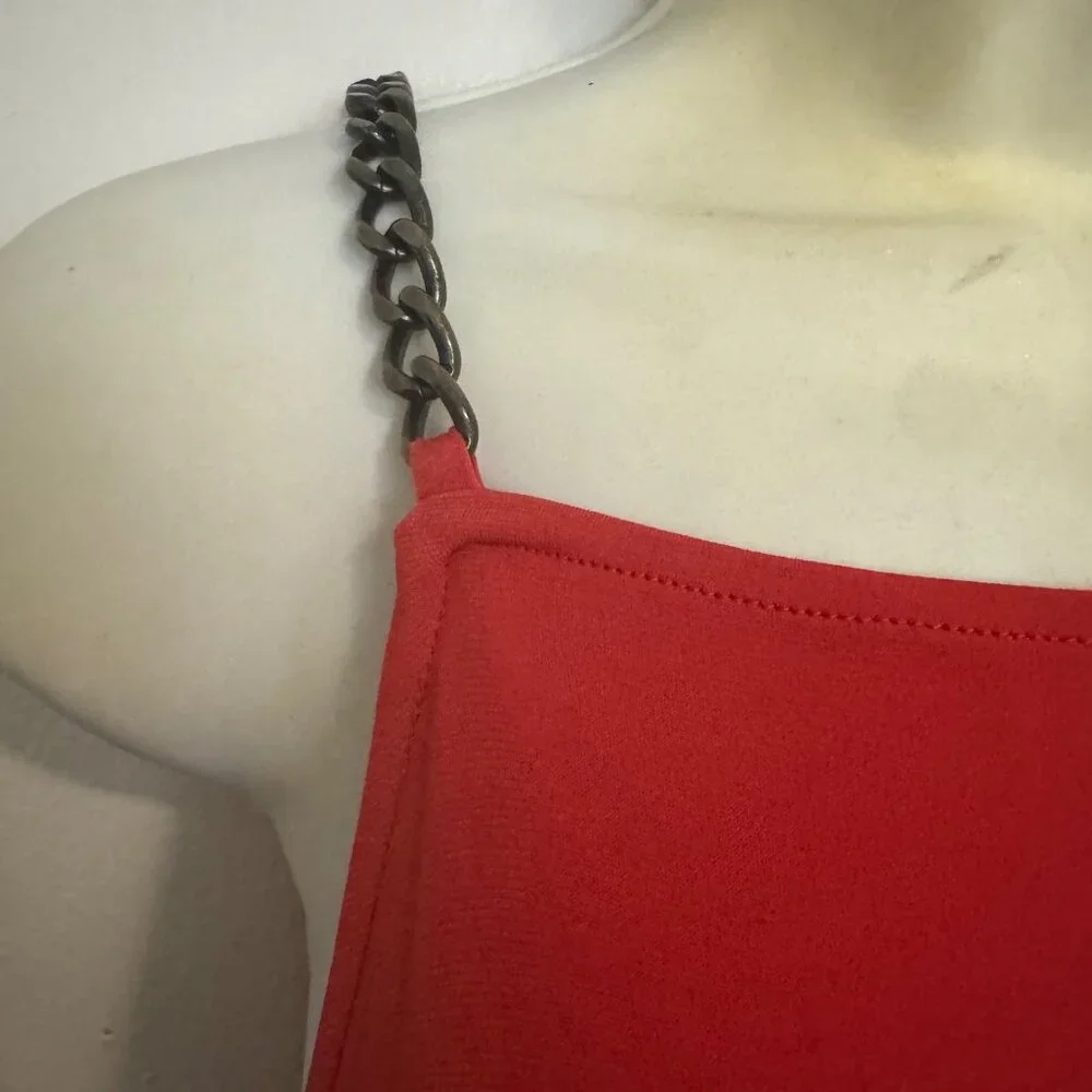 Michael‎ Kors DRK Persimmon red Maxi dress sz XL halter chain-strap pull-on new